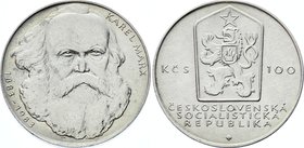 Czechoslovakia 100 Korun 1983

KM# 108; Silver; 100th Anniversary - Death of Karl Marx; UNC