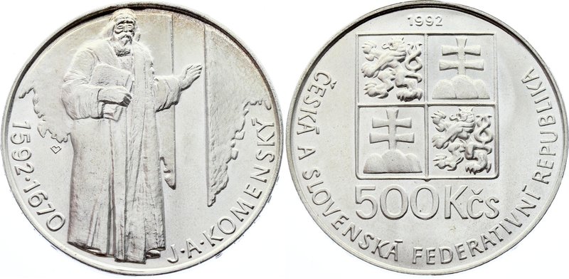 Czechoslovakia 500 Korun 1992

KM# 158; Silver; 400th Anniversary of Jan Ámos ...