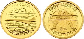 Czech Republic Gold Medal "History of Aviation - Concorde" 2010

Gold (.585) 0.5g 11mm; Proof; Mint. 5555 Pcs; With Certificate