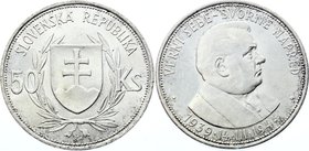 Slovakia 50 Korun 1944

KM# 10; Silver; 5th Anniversary of Independence; AUNC