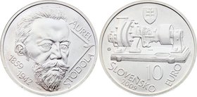Slovakia 10 Euro 2009

KM# 108; Silver; 150th Anniversary of Aurel Stodola; Mint 10,100; BUNC