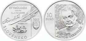 Slovakia 10 Euro 2012

KM# 124; Silver; 250th Anniversary of Birth of Anton Bernolák; Mint. 5,200; BUNC