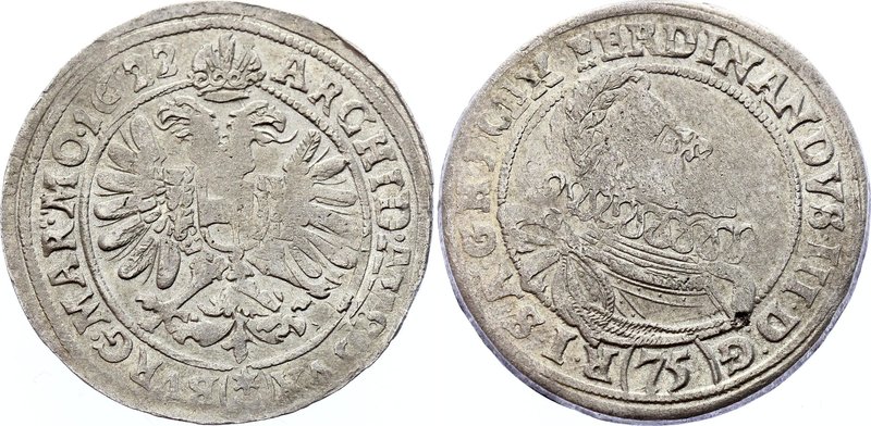 Holy Roman Empire 75 Kreuzer 1622 C

Seite# 114, Her# 791; Rare Coin - Prague ...