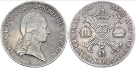 Austrian Netherlands 1 Kronenthaler 1793 B - Kremnitz

KM# 62.2; Joseph II, Silver; XF-, lustrous