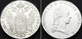 Austria 1 Thaler 1821 C Prague Mint

KM# 2162; Franz I; Silver, AUNC/UNC. Full mint luster.