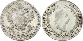 Austria 20 Kreuzer 1830 C - Prague

KM# 2145; Franz I, Prague Mint. Silver. AUNC, Mint luster. Rare grade.