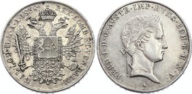 Austria 1/2 Thaler 1838 A - Wien (R1)

KM# 2225; Valovic# F10 (R1); Silver; Ferdinand I; AUNC with hairlines