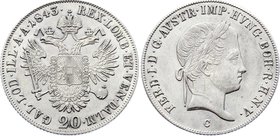 Austria 20 Kreuzer 1843 C - Prague

KM# 2208; Valovic# F8; Silver; Ferdinand I; UNC cleaned