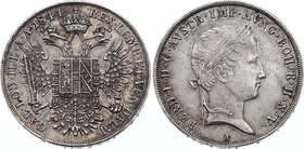 Austria 1/2 Thaler 1844 A - Wien (R1)

KM# 2225; Valovic# F10 (R1); Silver; Ferdinand I; AUNC with hairlines; Nice Dark Toning