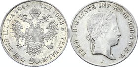 Austria 20 Kreuzer 1846 C - Prague

KM# 2208; Ferdinand I, Prague Mint. Silver. UNC, Mint luster. Rare grade.