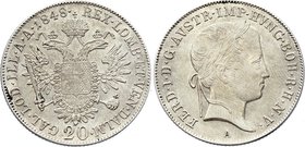 Austria 20 Kreuzer 1848 A - Wien

KM# 2208; Ferdinand I, Vienna Mint. Silver. UNC.
