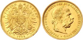 Austria 10 Corona 1905

KM# 2805; Franz Joseph I; Gold (.900) 3.39 g. UNC. Rare grade for this type!