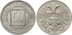 Austria 50 Groschen 1934 Rare

KM# 2850; Rare coin. UNC.