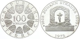 Austria 100 Schilling 1975

KM# 2923; Silver Proof; 150th Anniversary of Johann Strauss; Mint. 209,000