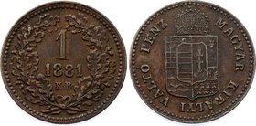 Hungary 1 Krajczar 1881 KB - Kremnitz

KM# 458; Copper