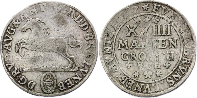 German States - Brauschweig-Wolfenbuttel 24 Mariengroschen 1697 HCH Horse (2/3 T...