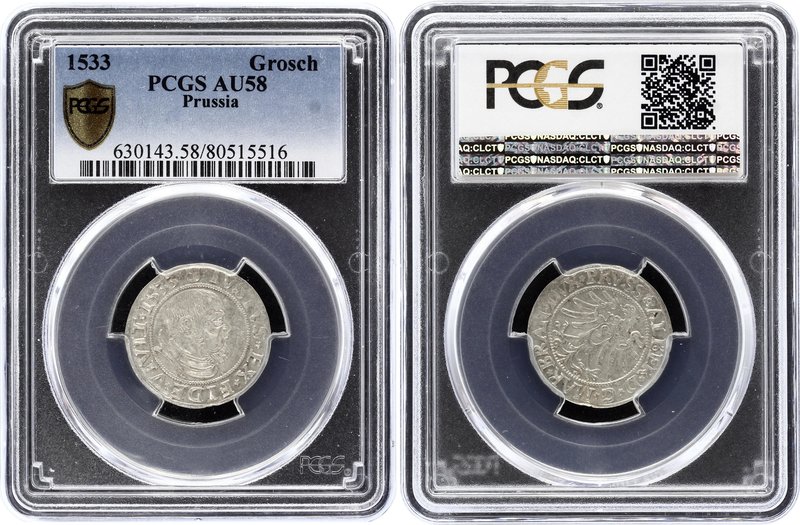 German States - Prussia 1 Groschen 1533 PCGS AU 58

MB# 3; Silver; Albrecht of...