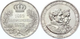 German States - Saxony 2 Vereinsthaler 1872 B

KM# 1231; Silver; Johann Golden Wedding Anniversary; UNC with minor scratches