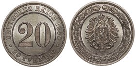 Germany - Empire 20 Pfennig 1888 E

KM# 9.1; Сu-Ni; Mintage 744.000; Mint Luster; UNC