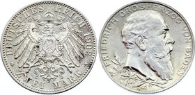 Germany - Empire Baden 2 Mark 1902

KM# 271; Silver; Friedrich I 50th Year of Reign