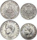 Germany - Empire Bavaria 2 & 3 Mark 1907-1913 D

KM# 913, 996; Silver, XF.