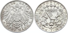 Germany - Empire Bremen 2 Mark 1904 J

KM# 250; Silver; UNC