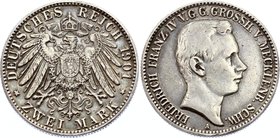 Germany - Empire Mecklenburg-Schwerin 2 Mark 1901 A

KM# 330; Silver; Friedrich Franz IV