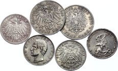 Germany - Empire Prussia & Bavaria 3-5 Mark 1876 - 1912

Prussia & Bavaria Coins Lot - 2x 5M & 4x 3M. VF-AUNC.