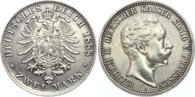 Germany - Empire Prussia 2 Mark 1888 A

KM# 511; Wilhelm II. Silver, AU-UNC. Rare!