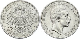 Germany - Empire Prussia 5 Mark 1899 A

KM# 523; Silver, XF.