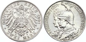 Germany - Empire Prussia 2 Mark 1901 A

KM# 525; Silver; 200th Anniversary of the Kingdom of Prussia; UNC