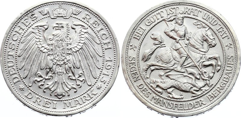 Germany - Empire Prussia 3 Mark 1915 A RARE

KM# 539; Silver; Centenary - Abso...