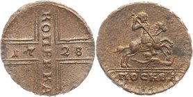 Russia 1 Kopek 1728 Collectors Copy

Bit# 198; Copper 4,17g.