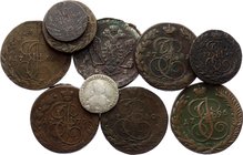Russia Lot of 10 Coins 1731 - 1740

Very interesting lot of Denga's and Polushkas containing 1 Rouble 1740 - Not common!