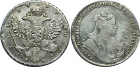 Russia 1 Rouble 1739 СПБ

Bit# 236; Silver; Edge patterned; "Petersburg type"; XF