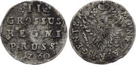 Russia - Prussia 2 Grosze 1760

Bit# 763 (R1); "GROSSUS". Rossettes on the sides of nomina; Silver 0.90g