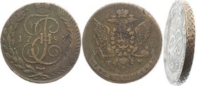 Russia 5 Kopeks 1787 TM RRRR

Bit# 855 R3; 20 Roubles Petrov; 20 Roubles Ilyin; Copper 53,18g.; Netted edge; Crimea mint; Extremely rare; Крайне ред...