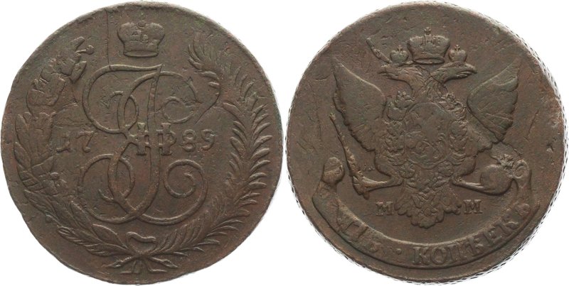 Russia 5 Kopeks 1789 MM RRR

Bit# 529 R2; 15 Roubles Petrov; 25 Roubles Ilyin;...