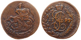 Russia Polushka 1795 KM RRARE

Bit# 853(R1); Copper 3.19g 19mm; Petrov-5 Rubles; Ilyin-5 Rubles; XF