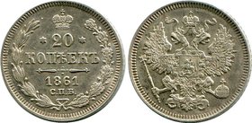 Russia 20 Kopeks 1861 СПБ

Bit# 288; Silver