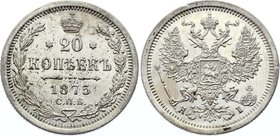 Russia 20 Kopeks 1875 СПБ HI

Bit# 226; Silver, AUNC, mint luster.