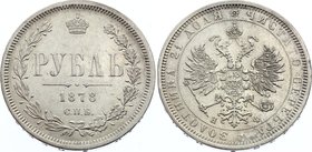Russia 1 Rouble 1878 СПБ НФ

Bit# 92; Silver, XF