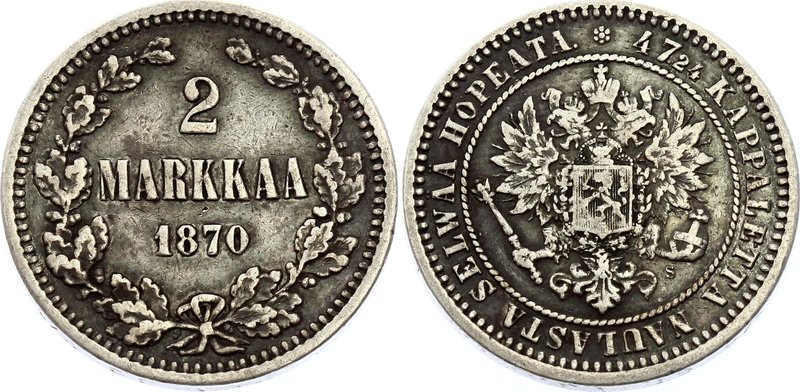 Russia - Finland 2 Markka 1870 S

Bit# 621; Silver 10.22g
