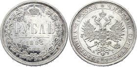 Russia 1 Rouble 1885 СПБ АГ

Bit# 46; Silver, AUNC+. Beautiful lustrous coin of the last year of this type.