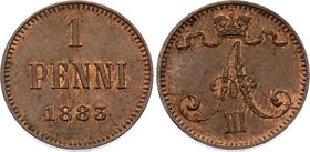 Russia - Finland 1 Penni 1883

Bit# 251; Copper 1.29g; UNC Mint Luster Remains