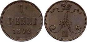 Russia - Finland 1 Penni 1892

Bit# 255; Copper 1.28g; UNC