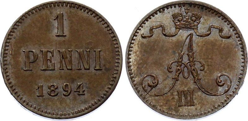 Russia - Finland 1 Penni 1894

Bit# 257; Copper 1.29g; Nice Toning