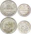 Russia - USSR Lot of 2 Coins

10 20 Kopeks 1923; Silver; UNC