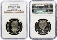 Russia - USSR 1 Rouble 1989 NGC PF 69 Ultra Cameo

Y# 228; Proof; Moscow Mint; 175th Anniversary of the Birth of Mikhail Yuryevich Lermontov