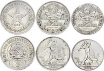 Russia - USSR Lot of 3 Coins

50 Kopeks 1922 ПЛ, Poltinnik 1924, 1926 - (Cutted Edge)